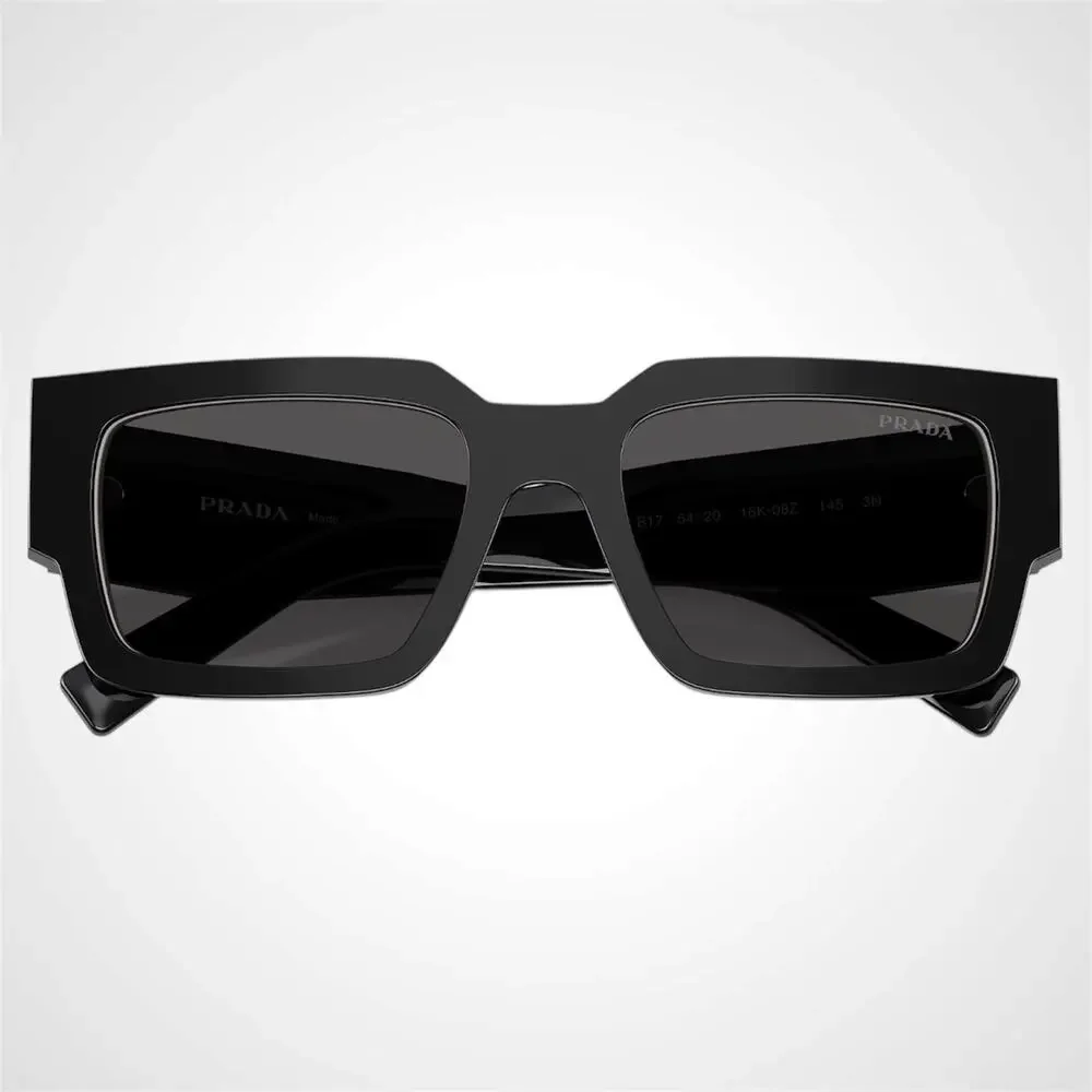 NEW PRADA Sunglasses Black & Talc Rectangle Square Mens 54mm Prada